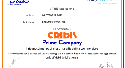 Premek Hi Tech Premiato da CRIBIS D&B